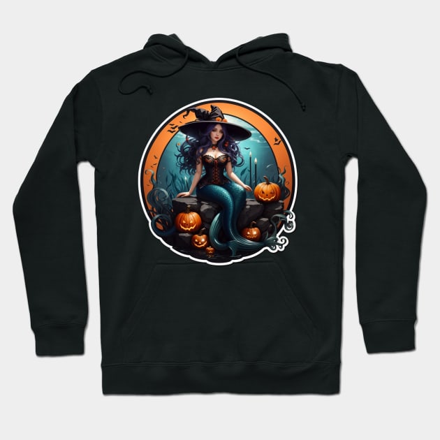 Halloween Witch with Mermaid Legs Hoodie by MGRCLimon